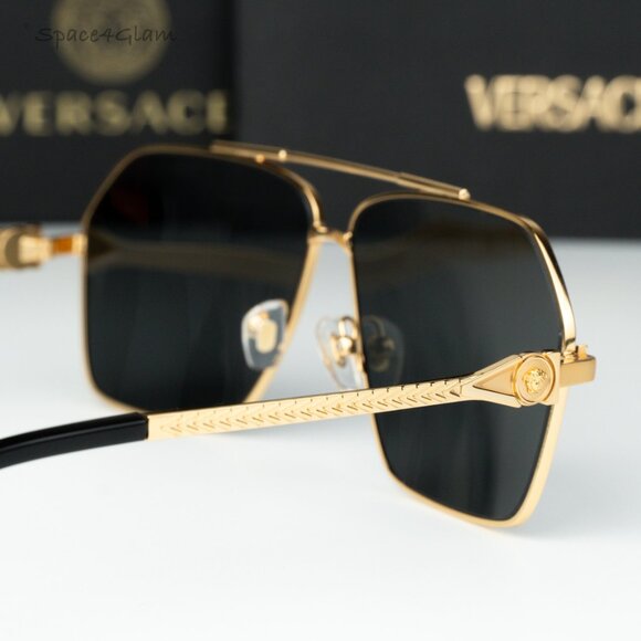 Versace Men Sunglasses Gold Grey Aviator VE2284 100287 NEW AUTHENTIC - Picture 5 of 9